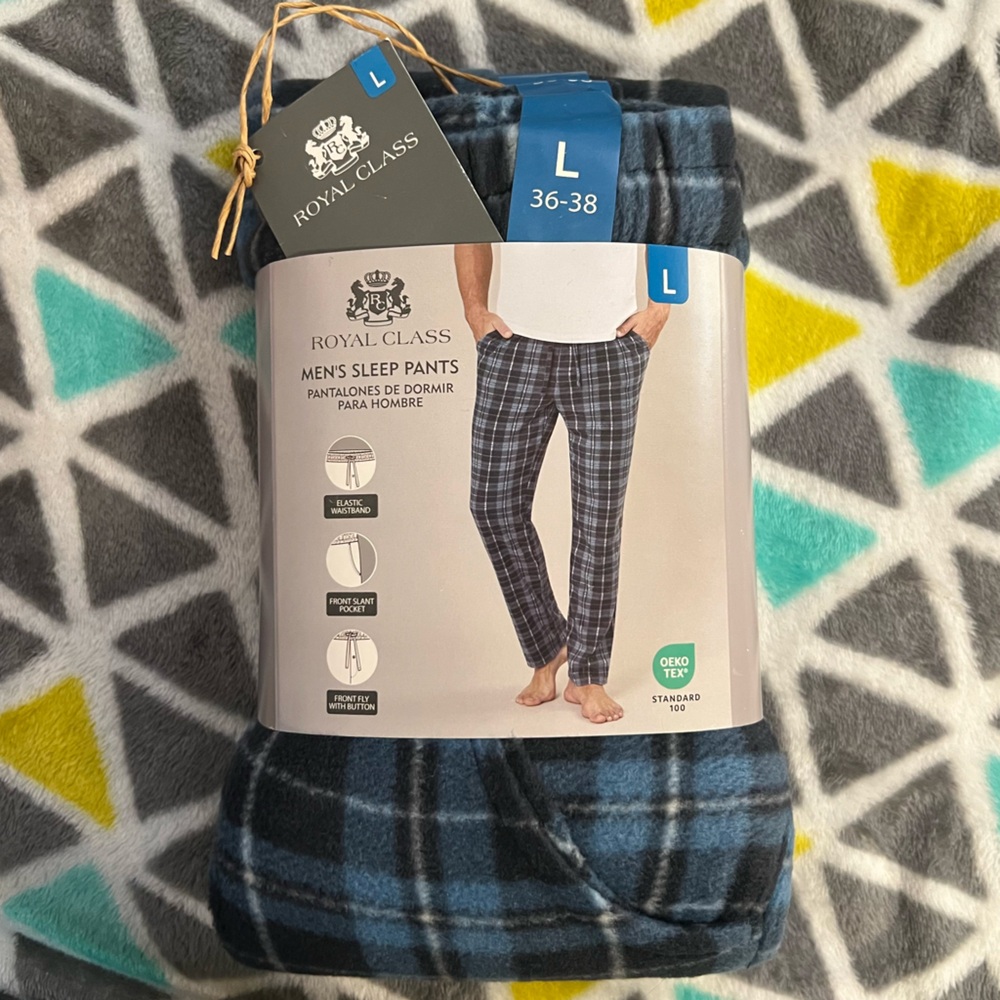 Royal Class Men's Blue Plaid Sleep Pants